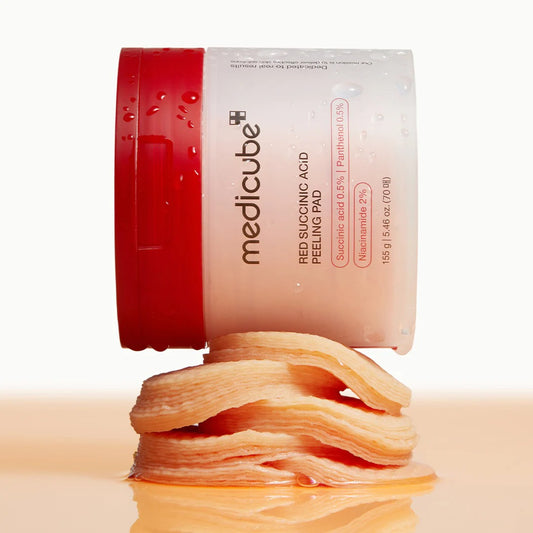 Medicube Red Succinic Acid Panthenol Facial Peeling Pad 70 Pads at Embé Skin Korean and Japanese Beauty Skincare