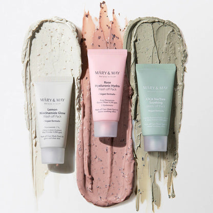 Mary&May Mini Wash-Off Mask Gift Set 5 x 30g (with Silicone Spatula) at Embé Skin Korean and Japanese Beauty Skincare